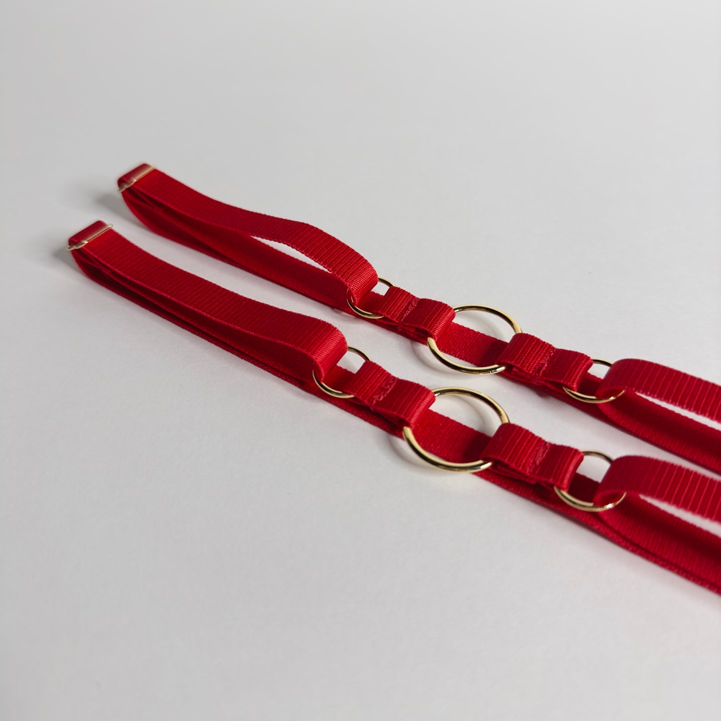 CANDYMISHKA Three Ring Garters "Calliope" Red