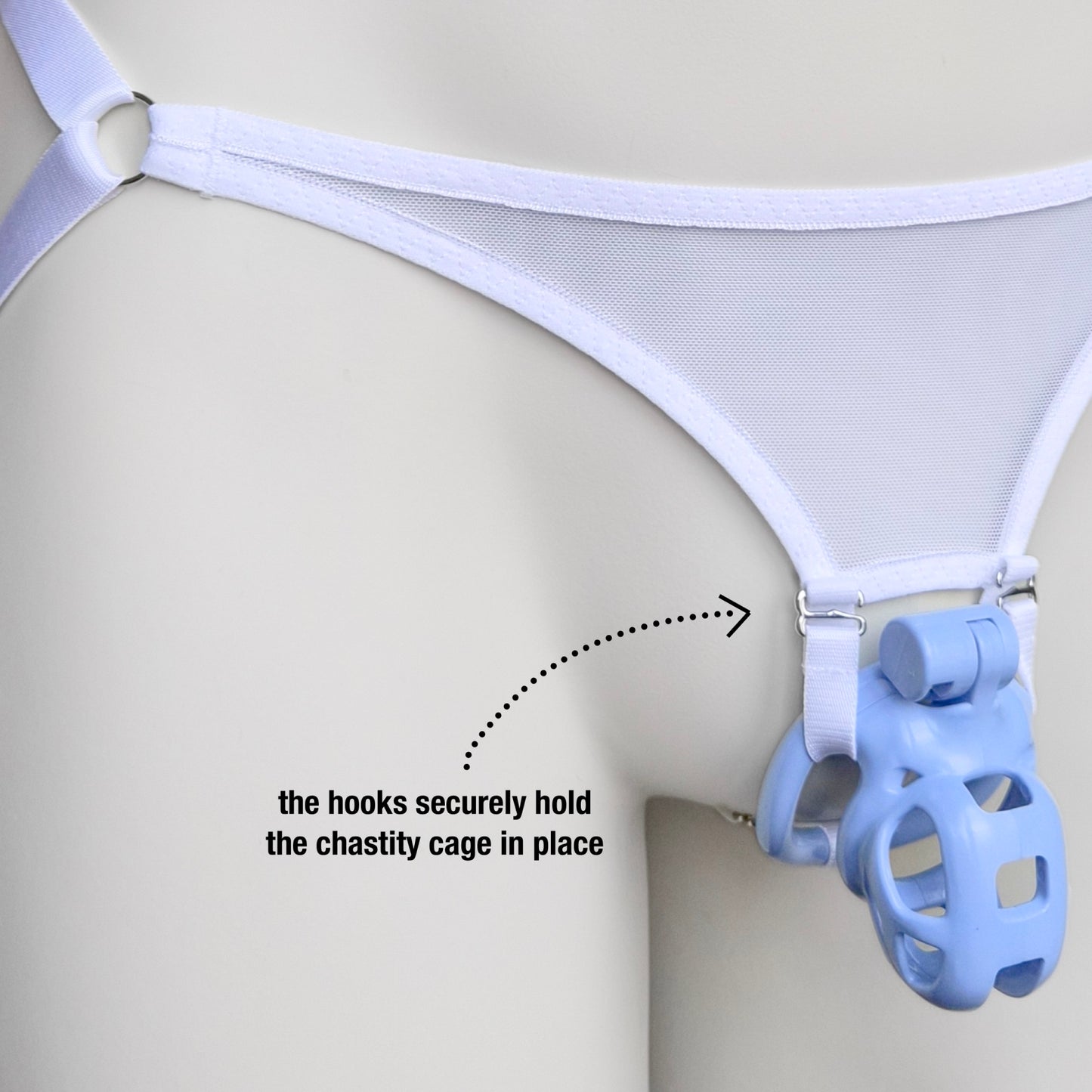 Mesh Support Jockstrap For Chastity Cage (White)