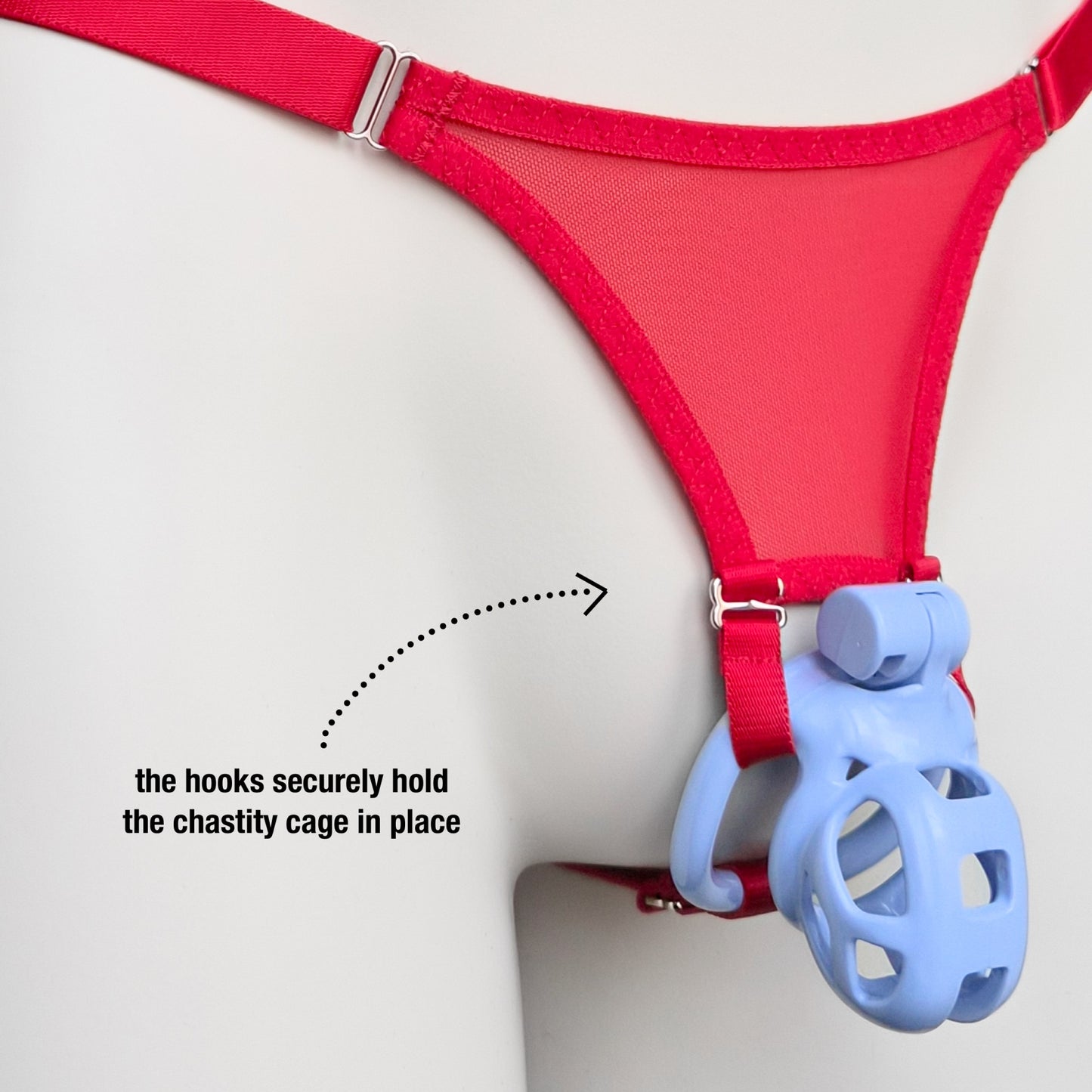 Mesh Support Slip Briefs For Chastity Cage (Red)