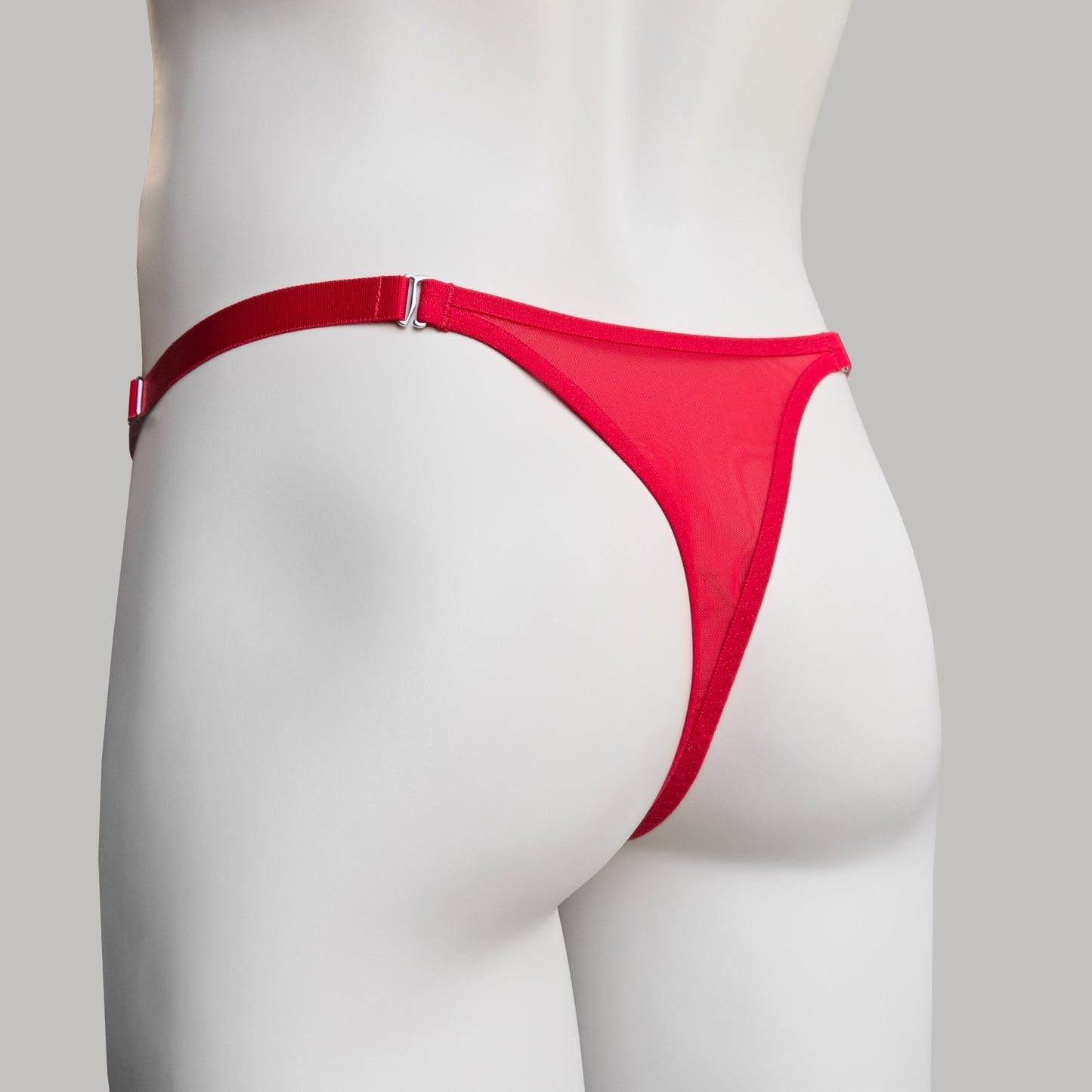 Mesh Support Slip Briefs For Chastity Cage (Red)