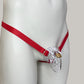 Male Three Strap Thong Chastity Cage Holder Red