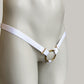 Male Three Straps Thong Chastity Cage Holder White