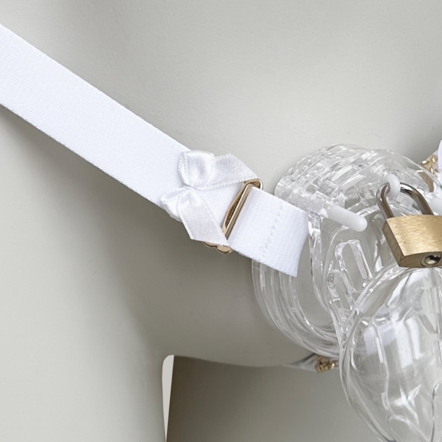 Sissy Three Straps Support Belt For Chastity Cage (White)