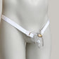 Male Sissy Three Straps Chastity Cage Support Belt (White)