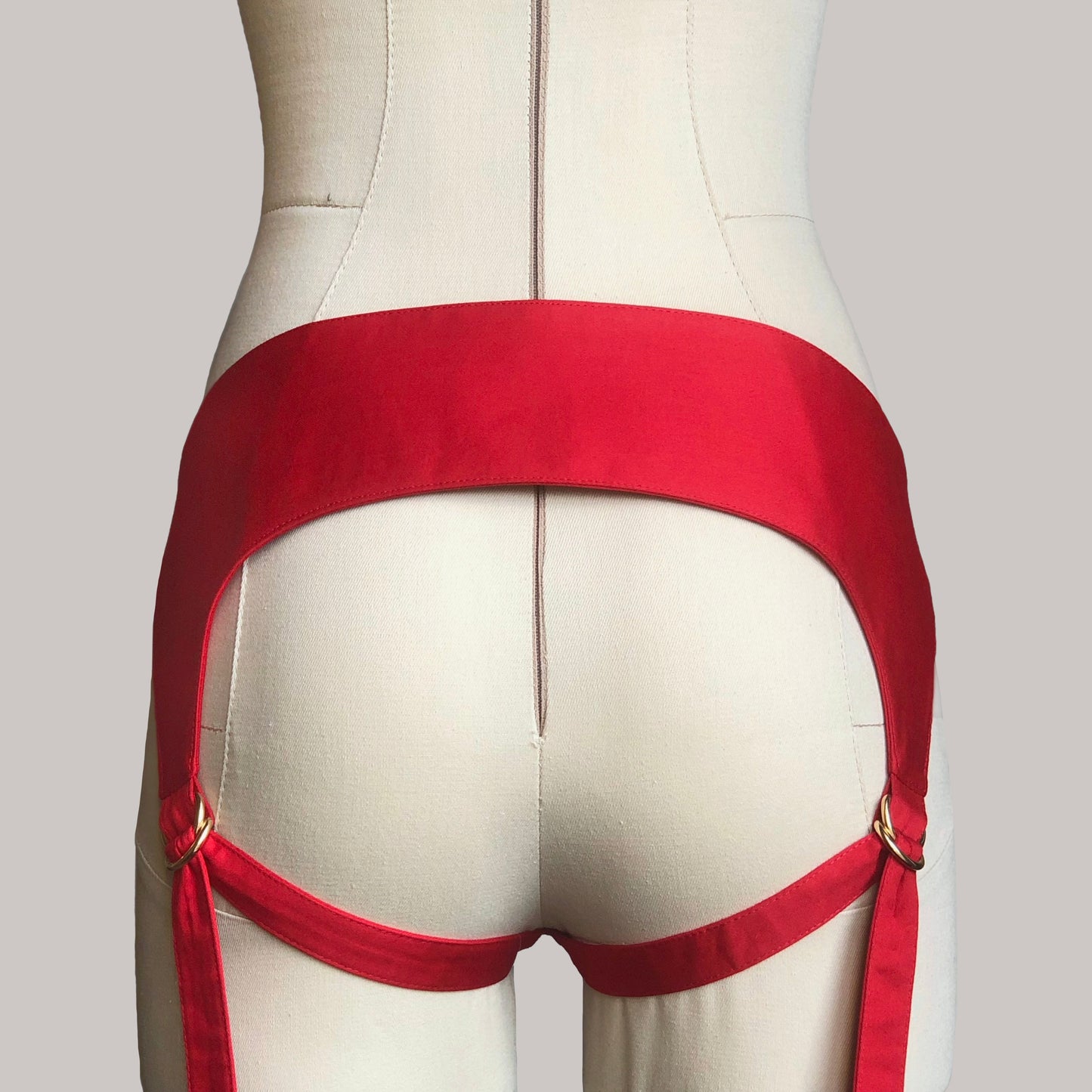 Saddle Velcro Mid Rise Strap On Harness Red