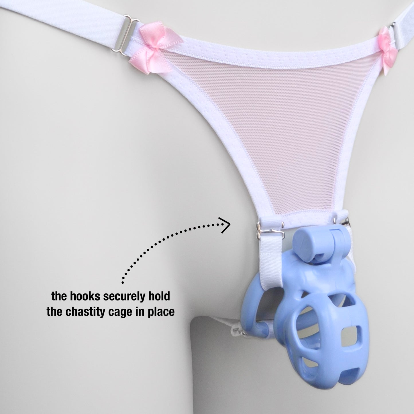 Mesh Support Slip Briefs For Chastity Cage (French Maid Pink)