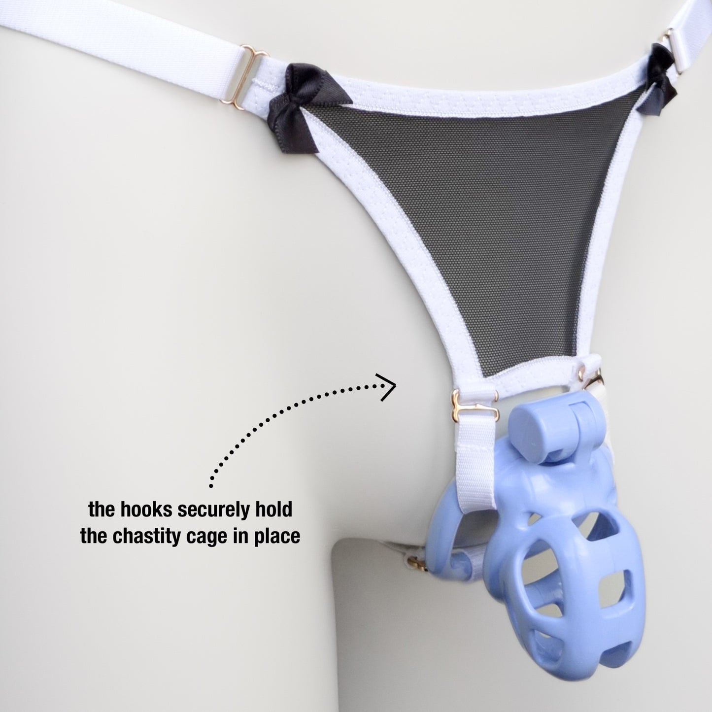 Mesh Support Slip Briefs For Chastity Cage (French Maid)