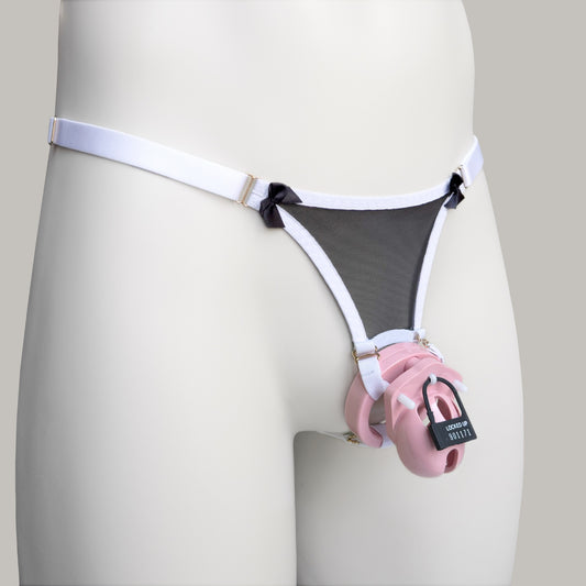 Mesh Support Slip Briefs For Chastity Cage (French Maid)