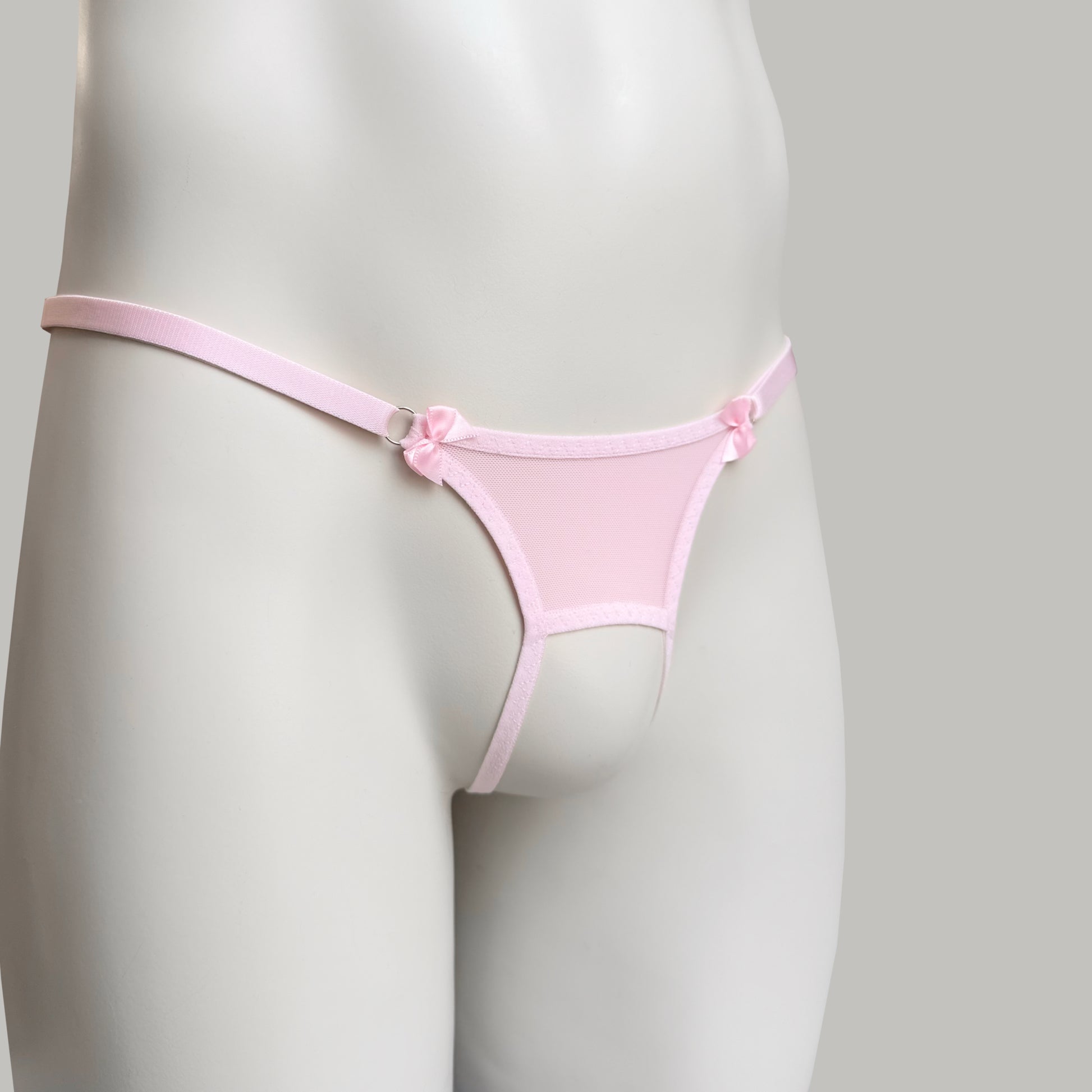 Crotchless Mesh Panties with bows (Pink)