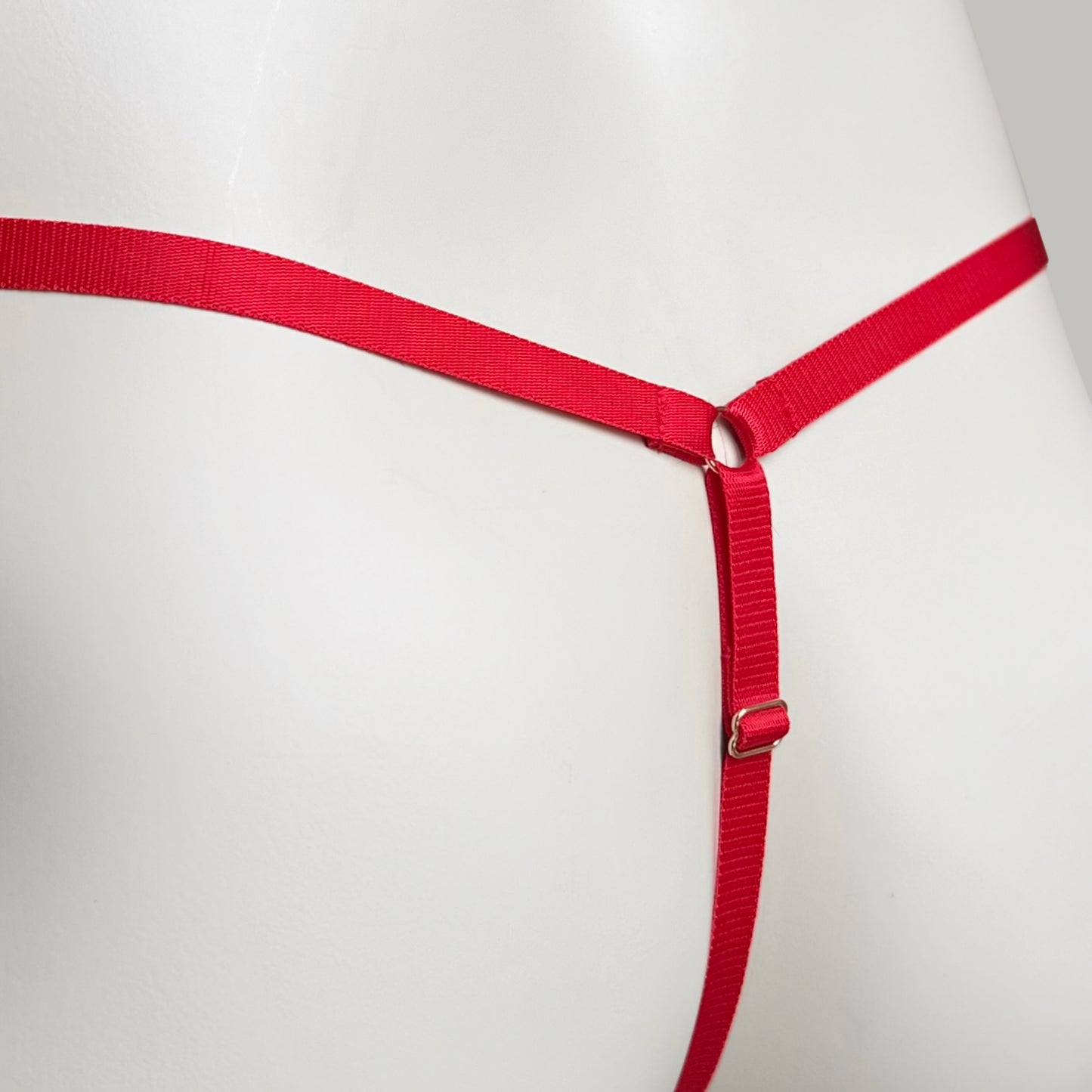 Crotchless Mesh Thong With Bows (Red)