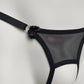 Crotchless Mesh Thong With Bows (Black)