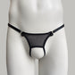 Crotchless Mesh Thong With Bows (Black)