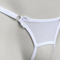 Crotchless Mesh Thong With Bows (White)