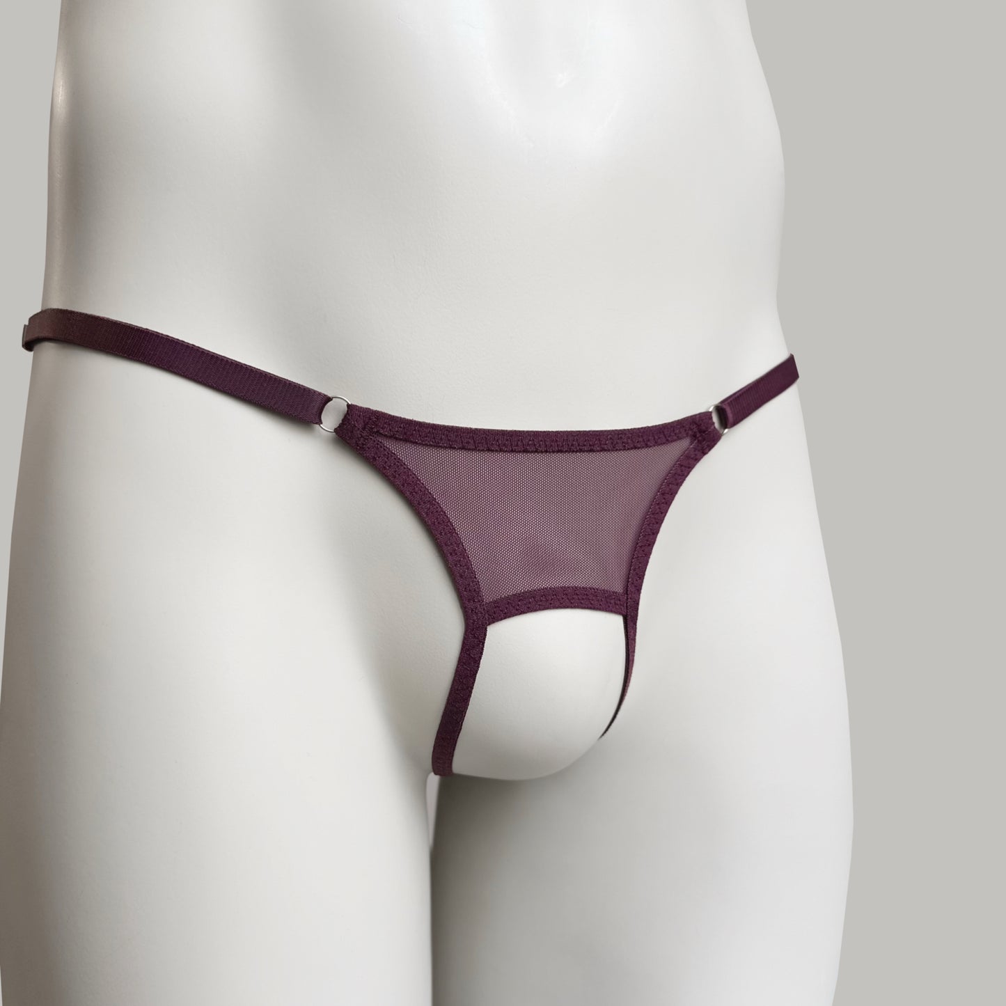Crotchless Mesh Thong (Burgundy)