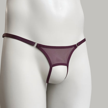 Crotchless Mesh Thong (Burgundy)