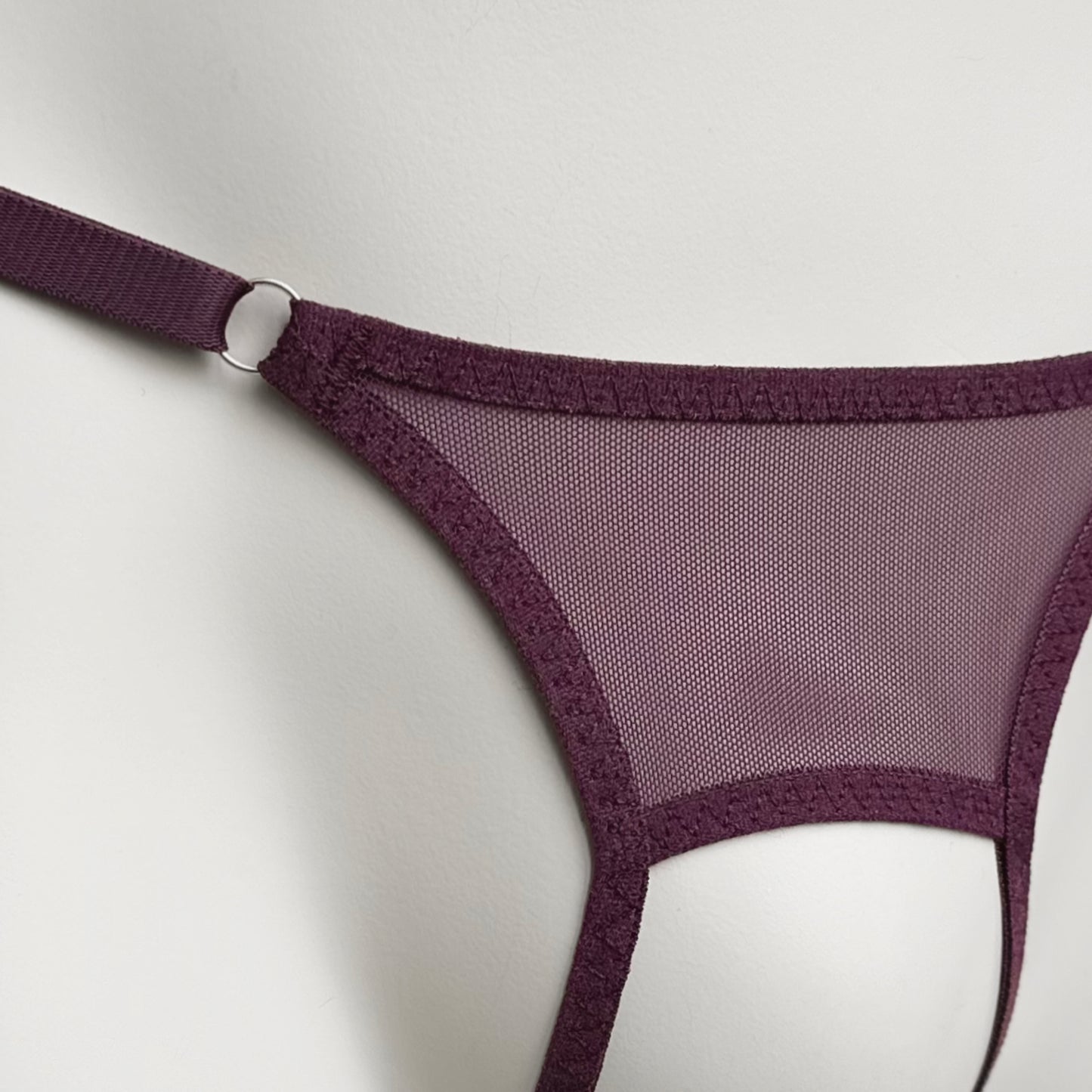 Crotchless Mesh Thong (Burgundy)