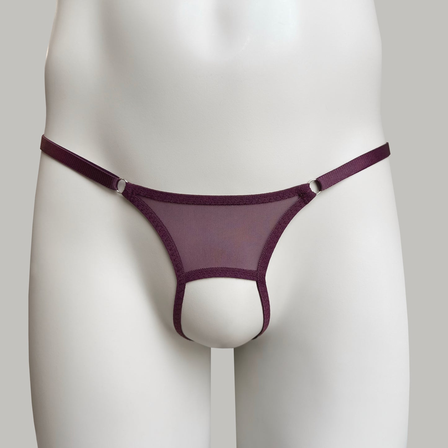 Crotchless Mesh Thong (Burgundy)
