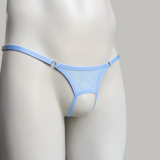 Crotchless Mesh Thong (Sky Blue)