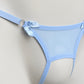 Crotchless Mesh Thong With Bows (Sky Blue)