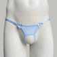 Crotchless Mesh Thong With Bows (Sky Blue)