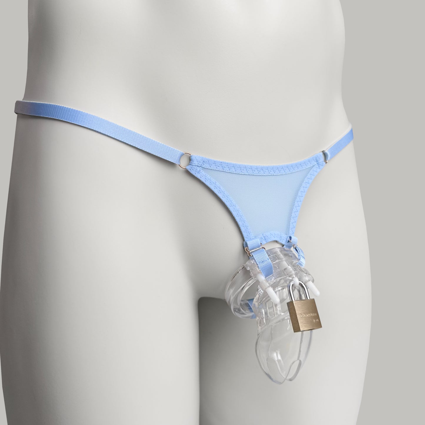 Mesh Support Thong For Chastity Cage (Sky Blue)