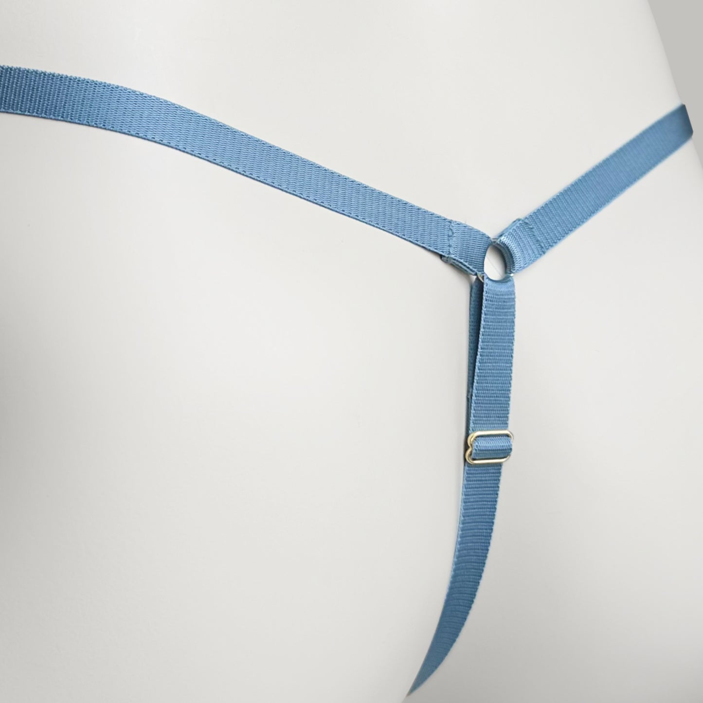 Mesh Support Thong For Chastity Cage (Dusty Blue)