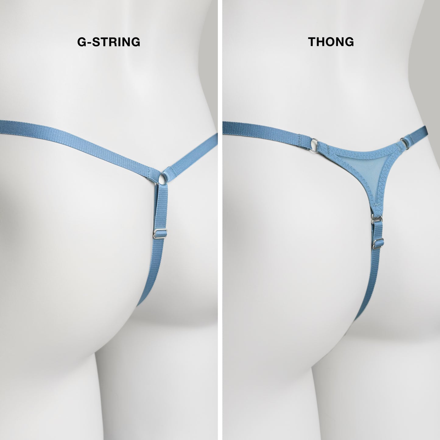 Mesh Support Thong For Chastity Cage (Dusty Blue)