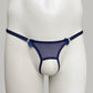 Crotchless Mesh Thong With Bows (Navy)