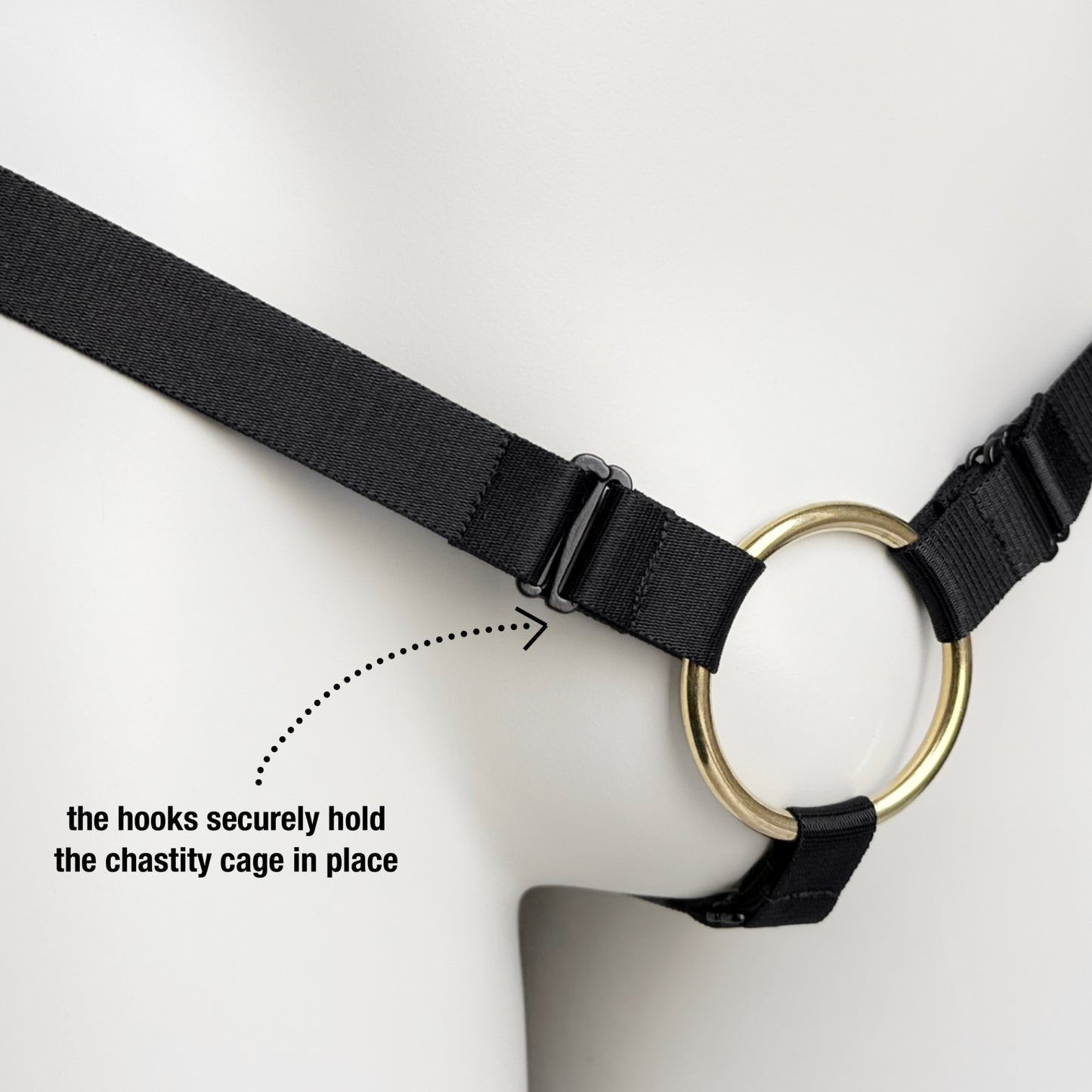 Monochrome Three Straps Support Belt For Chastity Cage (Black)