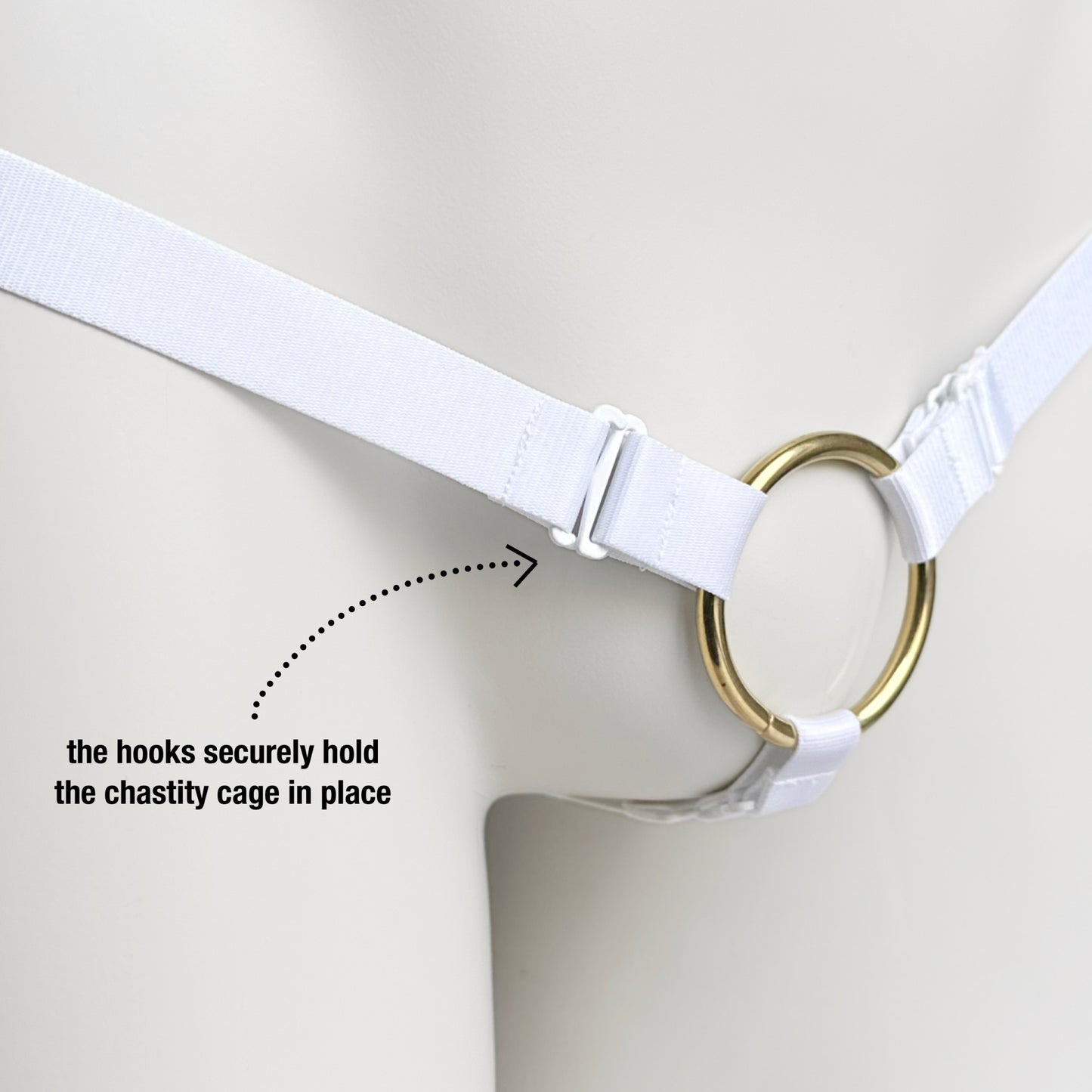 Monochrome Three Straps Support Belt For Chastity Cage (White)