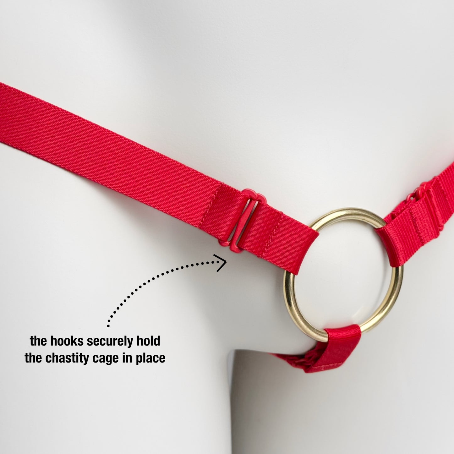 Monochrome Three Straps Support Belt For Chastity Cage (Red)