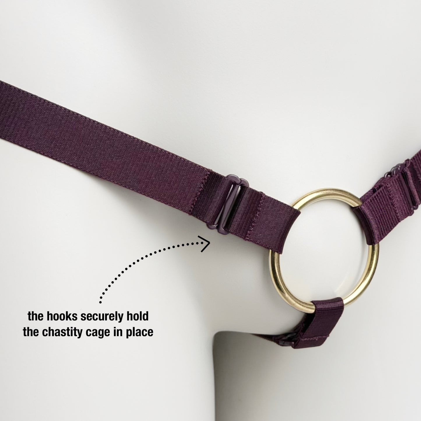 Monochrome Three Straps Support Belt For Chastity Cage (Burgundy)