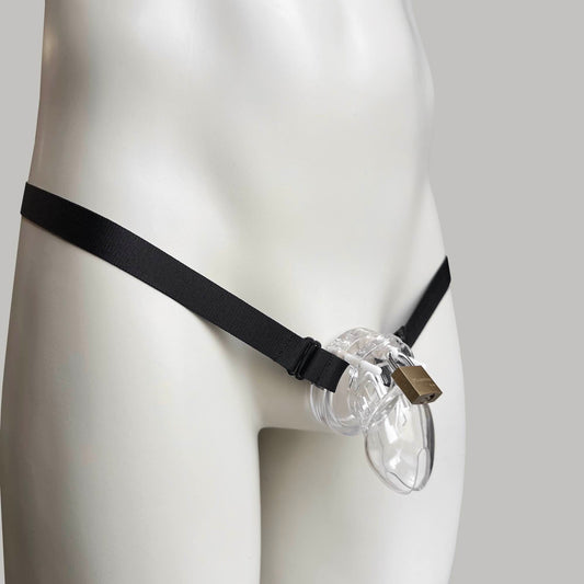 Monochrome Two Straps Chastity Cage Belt Black