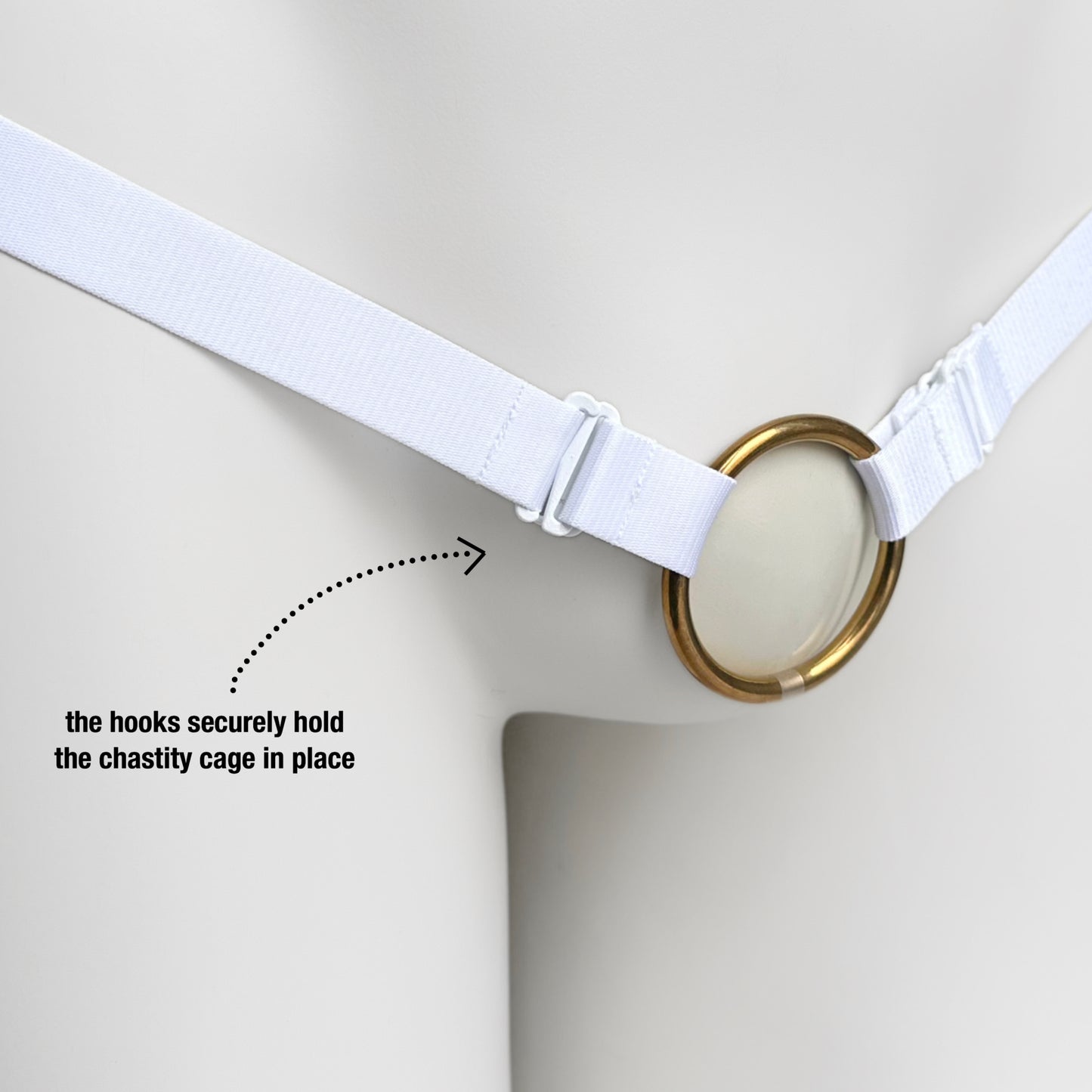 Monochrome Two Straps Support Belt For Chastity Cage (White)