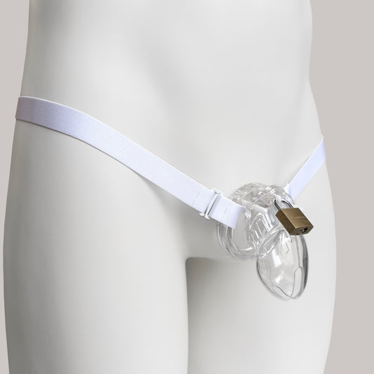 Monochrome Two Straps Support Belt For Chastity Cage (White)
