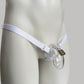 Monochrome Three Straps Chastity Cage Support Belt White