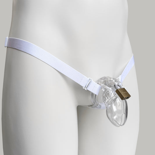 Monochrome Three Straps Support Belt For Chastity Cage (White)