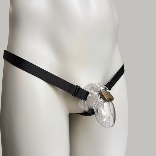 Monochrome Three Straps Chastity Cage Support Belt Black