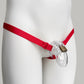Monochrome Three Straps Support Belt For Chastity Cage (Red)