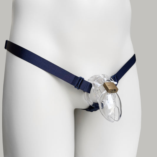 Monochrome Three Straps Support Belt For Chastity Cage (Navy)