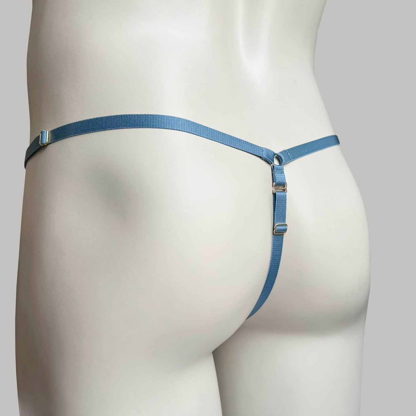 Male Mesh Chastity Cage Support Thong Dusty Blue