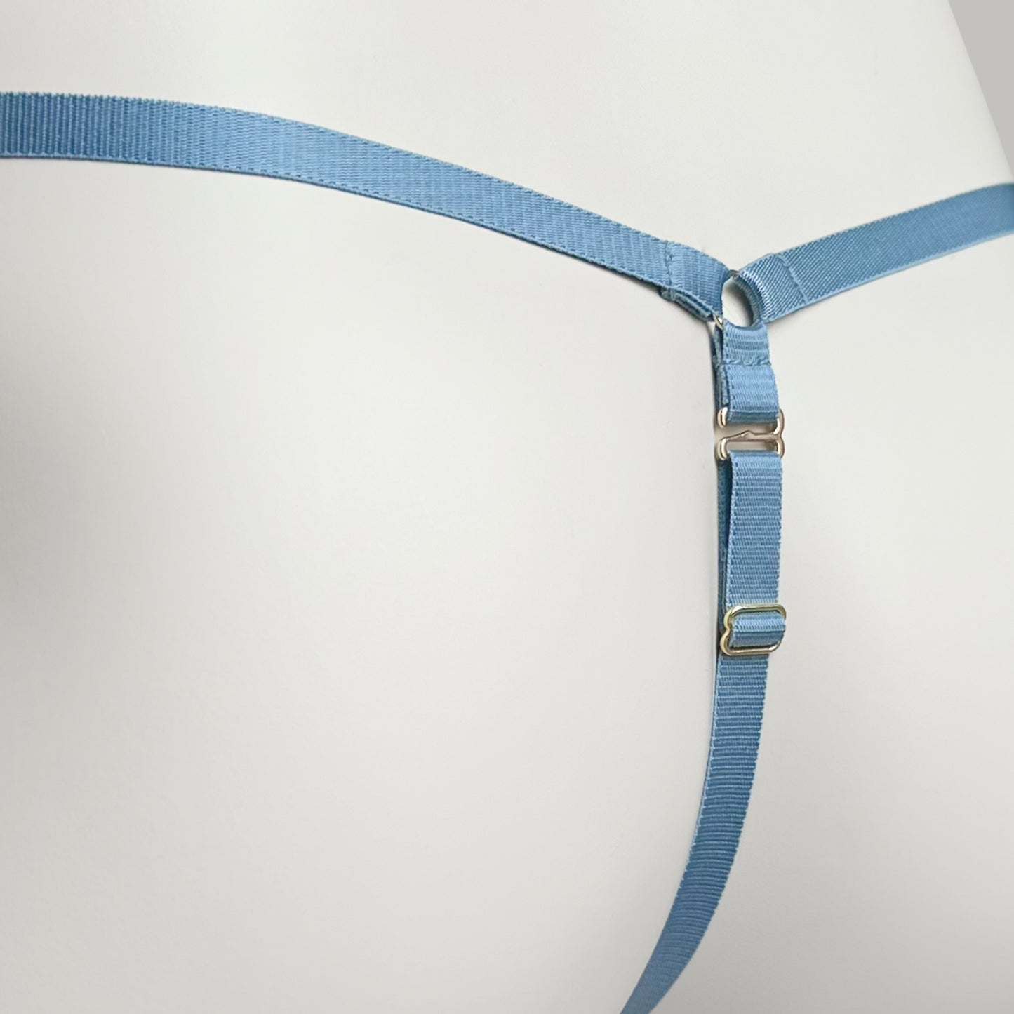 Mesh Support Thong For Chastity Cage (Dusty Blue)