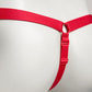 Monochrome Three Straps Chastity Cage Support Belt Red