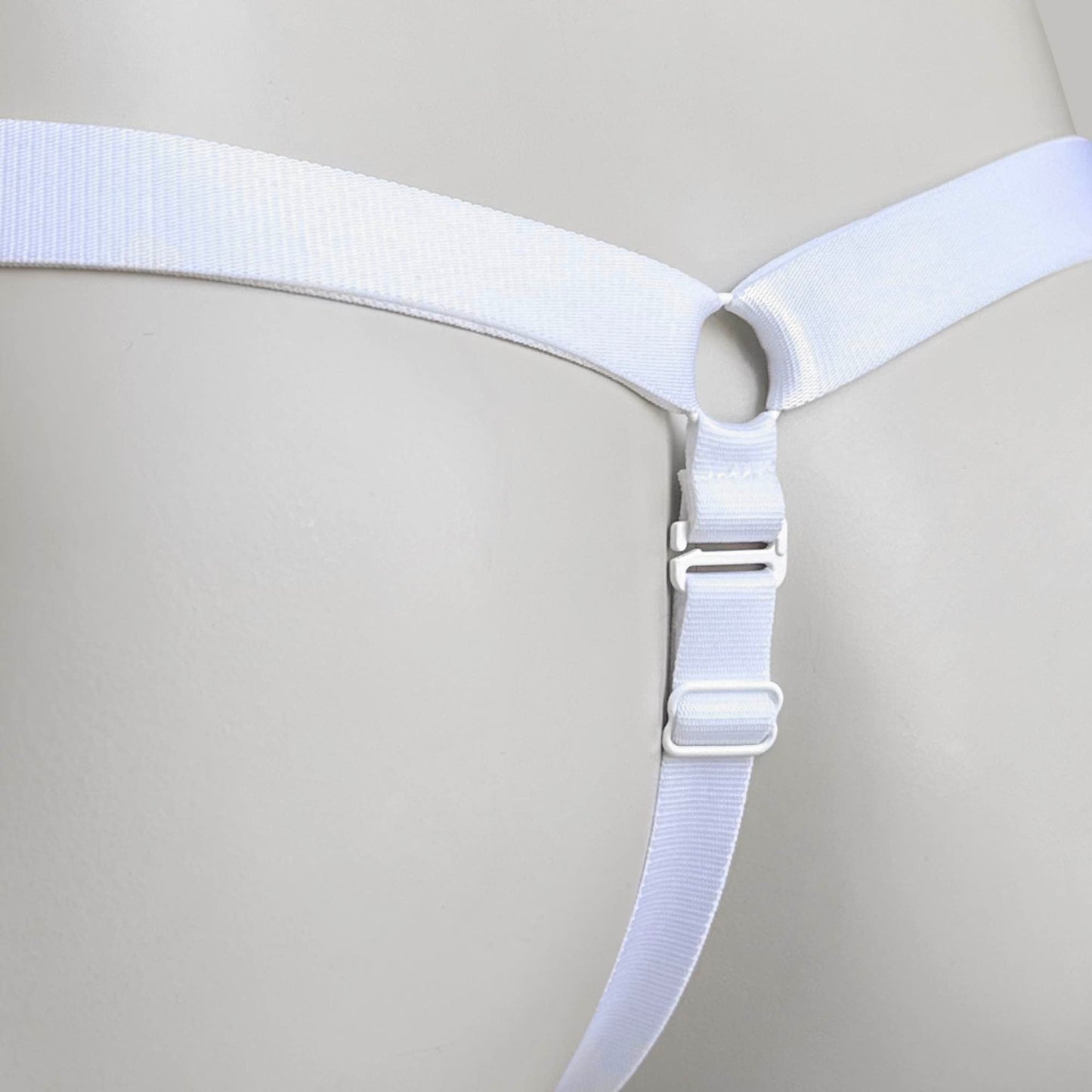 Monochrome Three Straps Chastity Cage Support Belt White