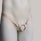 Male Bow Three Straps Chastity Cage Support Belt Beige