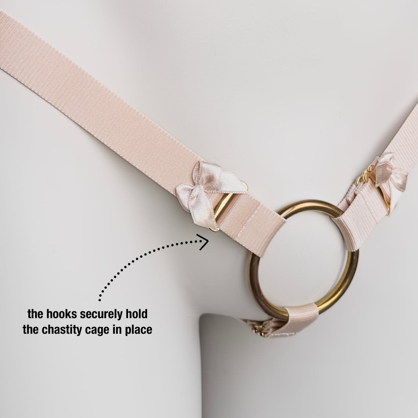 Sissy Three Straps Support Belt For Chastity Cage (Beige)