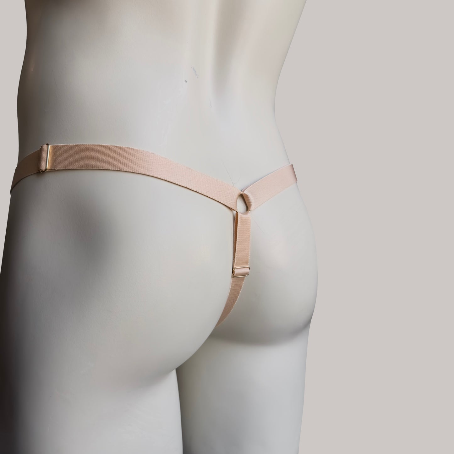 Male Three Straps Chastity Cage Support Belt Beige