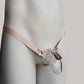 Male Bow Three Straps Chastity Cage Support Belt Beige