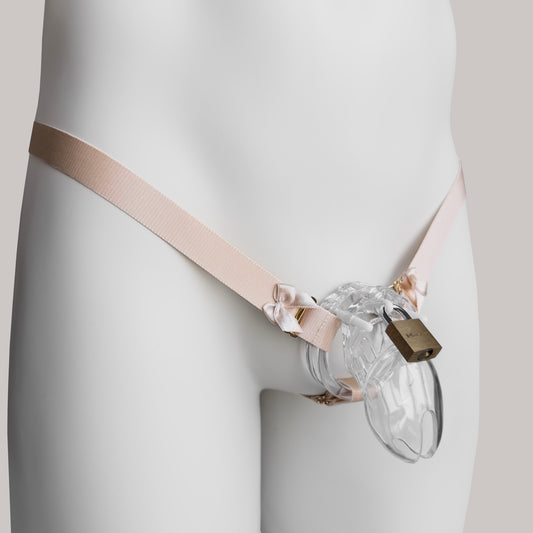 Sissy Three Straps Support Belt For Chastity Cage (Beige)
