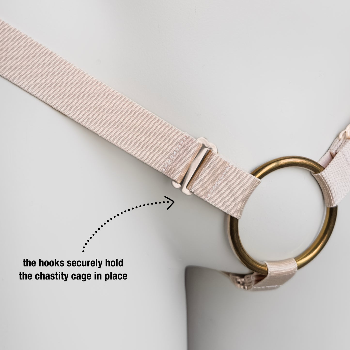 Monochrome Three Straps Support Belt For Chastity Cage (Beige)